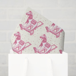 Papel De Seda Menina Bebê Padrão de Cavalo Hobby Rosa Vintage