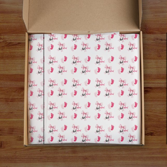 Papel De Seda Menina com Laço Rosa Mãe Fita Bebê Fofo Chás de Be (Criador carregado)