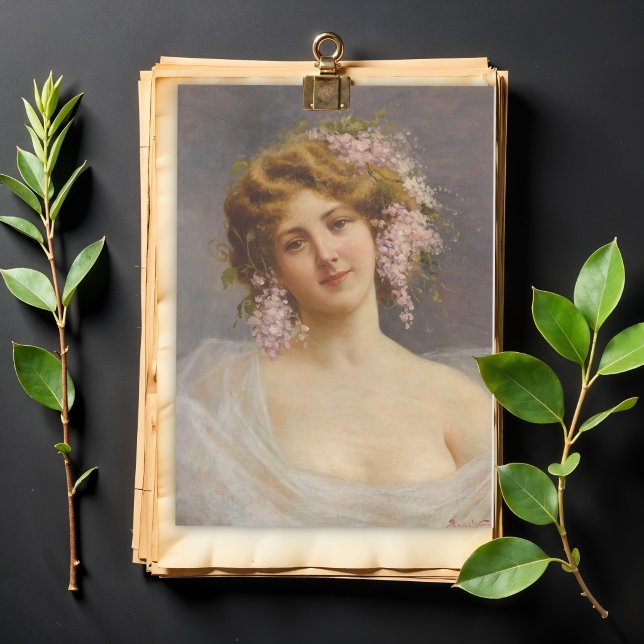 Papel De Seda Menina com Lilases, Arte de Achille Beltrame  (Criador carregado)