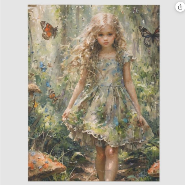 Papel De Seda Menina Curiosa em uma Cena Caprichosa (Criador carregado)