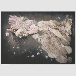 Papel De Seda Menina em Floração, beija-flor e retrato floral Ar
