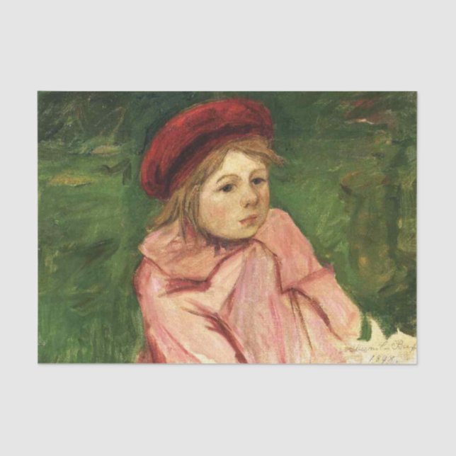 Papel De Seda Menina em um Berete Vermelho (Frente )