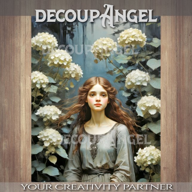 Papel De Seda Menina em um jardim de hortênsias - Dissociação - (Criador carregado)