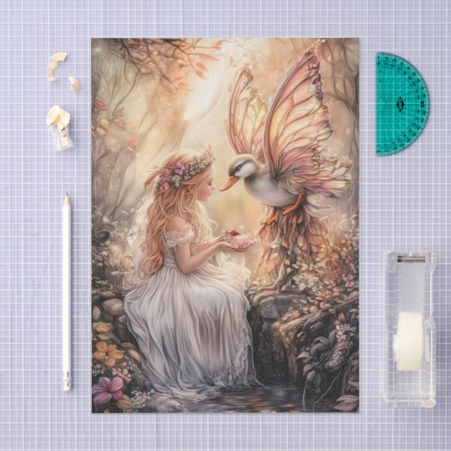Papel De Seda Menina Fada do Pato Enfeitiçado Decoupage (Arte )