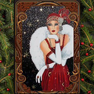 Papel De Seda Menina Flapper de Natal Céu Noturno Estrelado