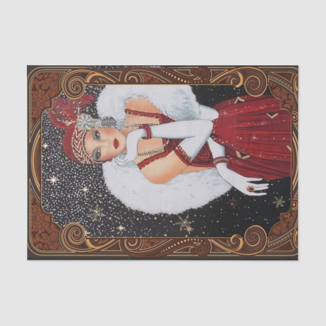 Papel De Seda Menina Flapper de Natal Céu Noturno Estrelado (Frente )