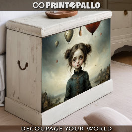 Papel De Seda Menina fofa em um mundo triste com balão de ar 