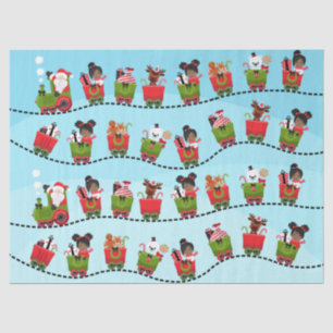 Papel De Seda Menina Negra Andando Comboio de Natal