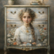 Menina no Campo de Papoulas Decoupage