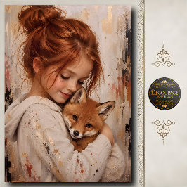 Papel De Seda Menina Ruiva Raposa Decoupage