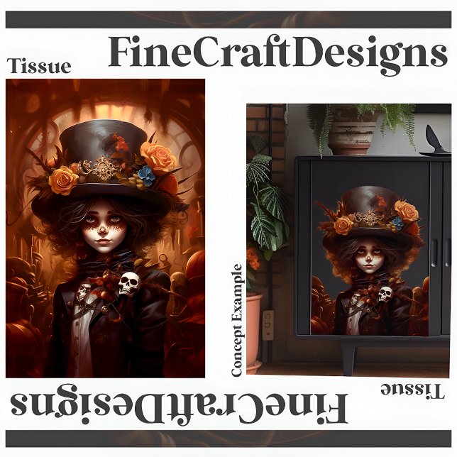 Papel De Seda Menina Steampunk do Dia dos Mortos Decoupage Esque (Criador carregado)