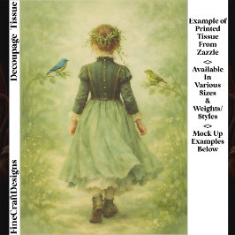 Papel De Seda Menina Vitoriana da Floresta Vista de Trás Decoupa