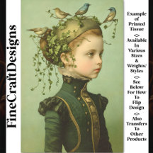 Menina Vitoriana Fofa & Folhas & Pássaros BD9 Deco