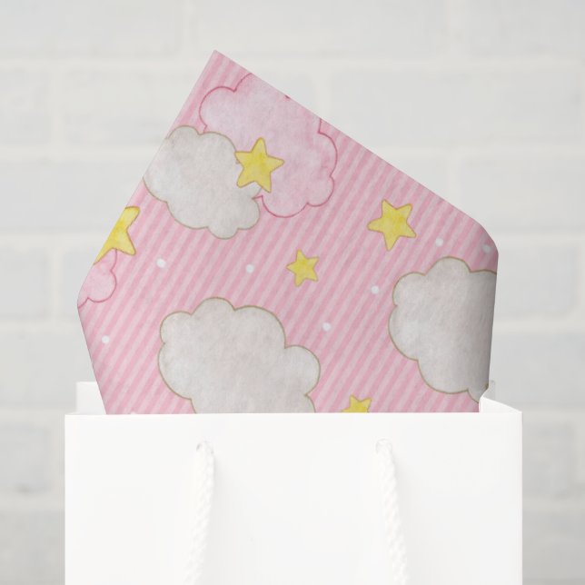 Papel De Seda Meninas Céu Rosa (Sacola de presentes)