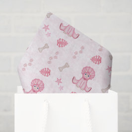 Papel De Seda Meninas Fofas Aniversário Dinossauro Rosa