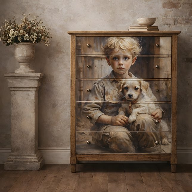 Papel De Seda Menino com Decoupage de Cachorrinho (Criador carregado)
