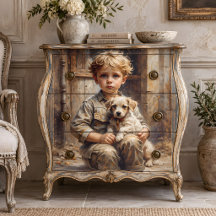 Menino com Decoupage de Cachorrinho