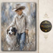 Menino e Cachorro de Rancher Decoupage