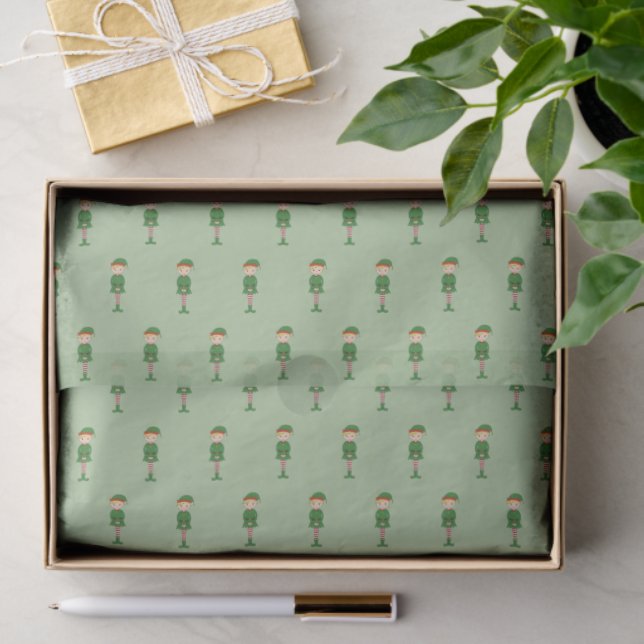 Papel De Seda Menino Elfo ilusima Luz de Natal Verde (Presente)