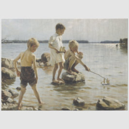 Papel De Seda Meninos tocando na praia (por Albert Edelsense)