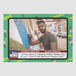 Papel De Seda Mens Funny aniversário de 40 anos TV News 50th 60t