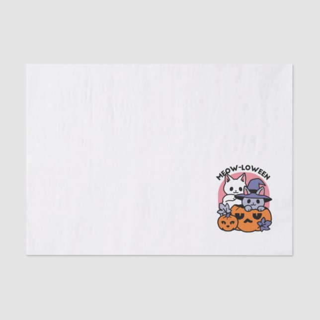 Papel De Seda Meow-Loween - Design de Gato de Halloween (Frente )