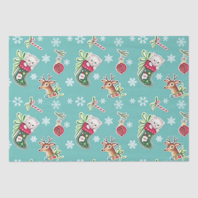 Papel De Seda Meowy Christmas Happy Reindeer (Frente )
