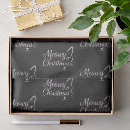 Papel De Seda 'Meowy Natal' Charcoal Preto Sofisticado