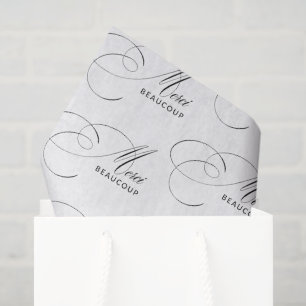 Papel De Seda Merci Beaucoup Elegante Calliografia Obrigado