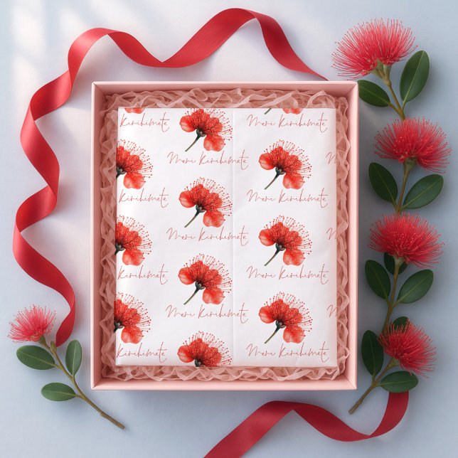 Papel De Seda Meri Kirihimete Pōhutuka Natal na Nova Zelândia (Criador carregado)