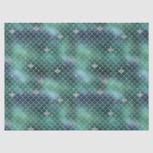 Papel De Seda Mermaid Silver Teal Ocean Glitz