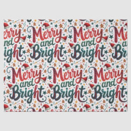 Papel De Seda Merry and Bright Colorful Festive Retro Typography