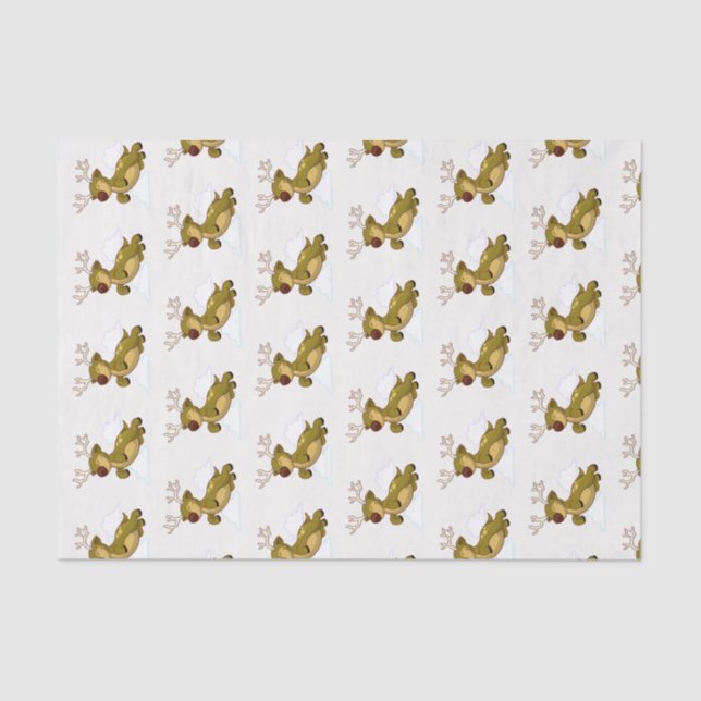 Papel De Seda Merry Christmas Flying Reindeer Cute (Frente )