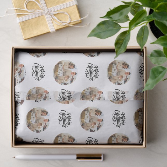 Papel De Seda Merry Christmas Photo Collage Personalized  (Presente)