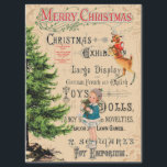 Papel De Seda Merry Christmas Reindeer Decoupage<br><div class="desc">Colagem Vintage ephemera da Árvore de Natal,  rena,  garotinha,  postagem e texto de Natal de anúncios antigos. Perfeito para desligar de férias!</div>