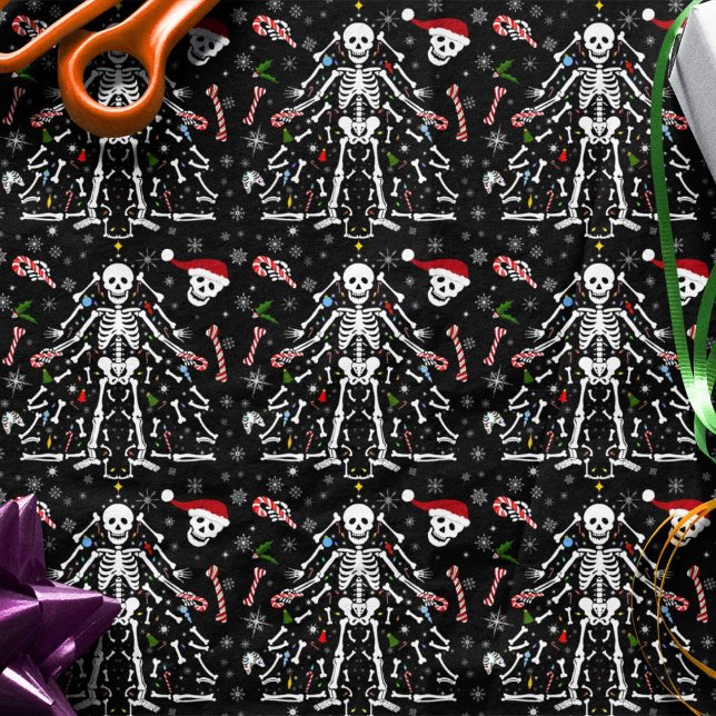 Papel De Seda Merry Christmas Tree Skeleton Pattern (Criador carregado)