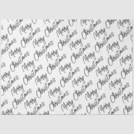 Papel De Seda MERRY CHRISTMAS Typografia Black White Modern