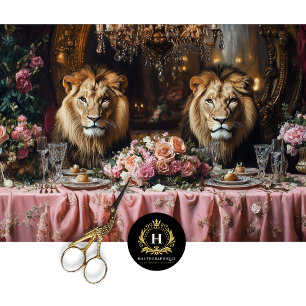 Papel De Seda Mesa Floral Cor-de-rosa do Banquete Lion Luxurista