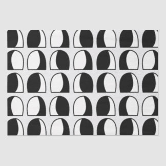 Papel De Seda Metade Geométrica de Círculo Preto e Branco