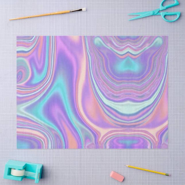 Papel De Seda Metallic Iridescent Rainbow Pink Aqua Purple  (Arte )