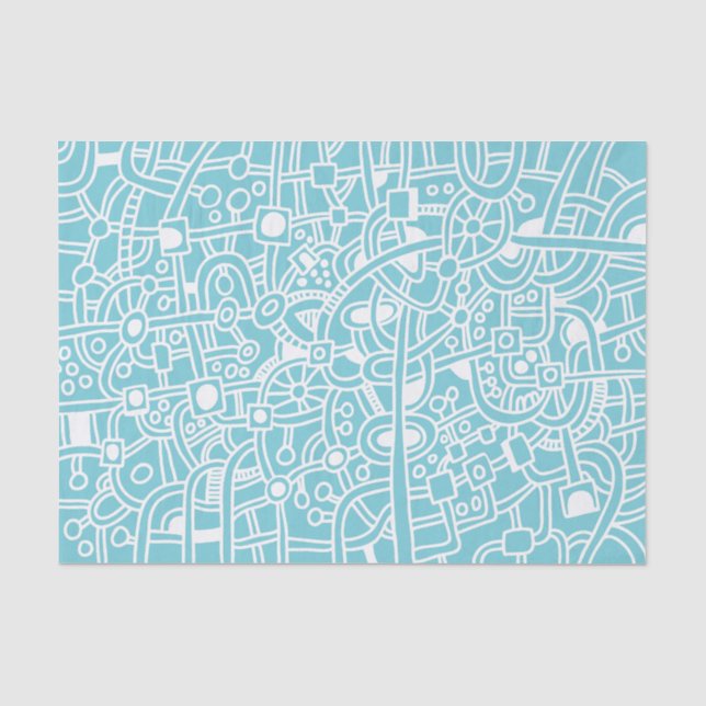 Papel De Seda Metrópole - Branco sobre Ovo de Pato Azul (Frente )