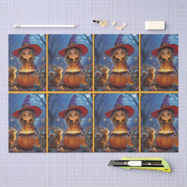 Papel De Seda Mexendo um Pouco de Magia! Bruxa fofa,  (Arte )
