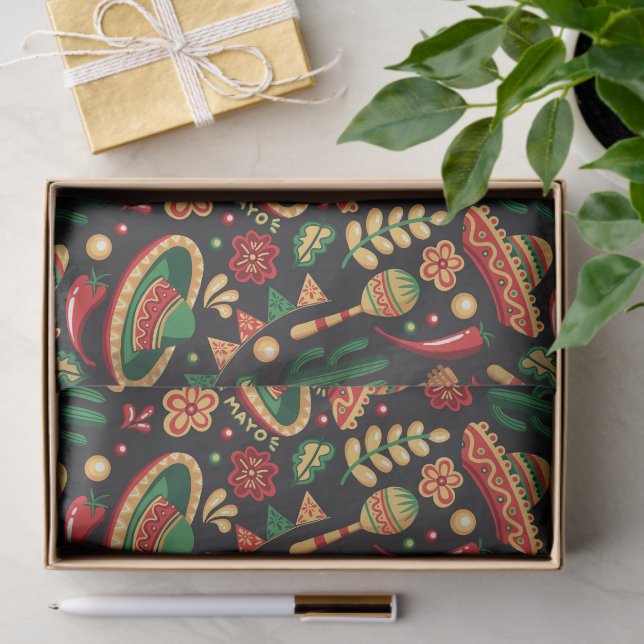 Papel De Seda Mexican Cinco De Mayo Pattern  (Presente)