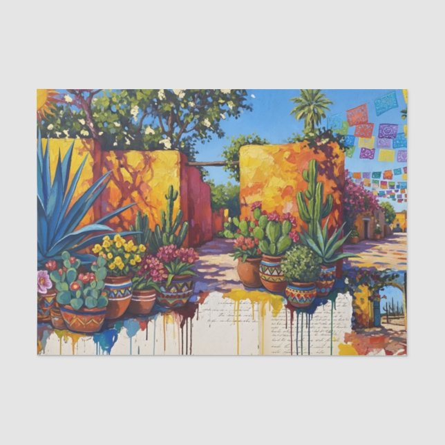 Papel De Seda México-Papel Tissue de Colagem Artesanal (Frente )