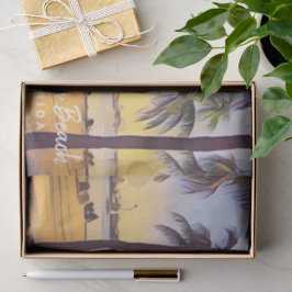 Papel De Seda Miami Beach Flórida Vintage Watercolor Art