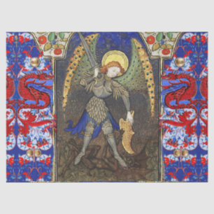 Papel De Seda Michael, o Arcanjo com o Diabo, Dragões Vermelhos