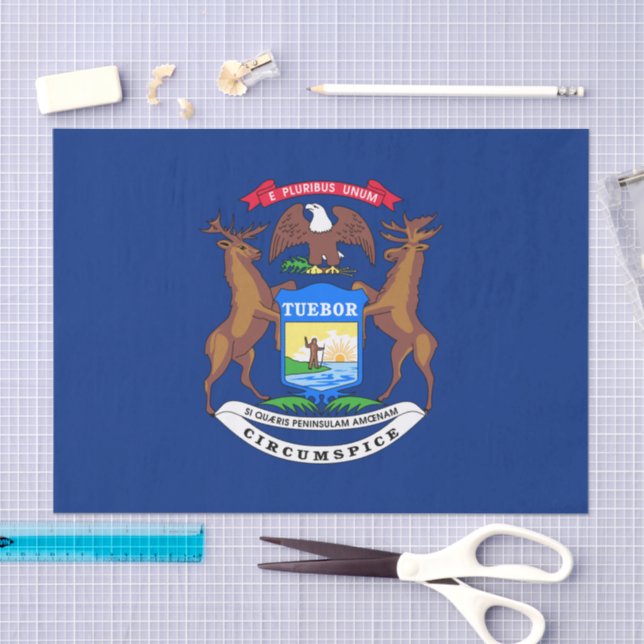 Papel De Seda Michigan tissue paper, Michigan Flag tissue paper (Arte )