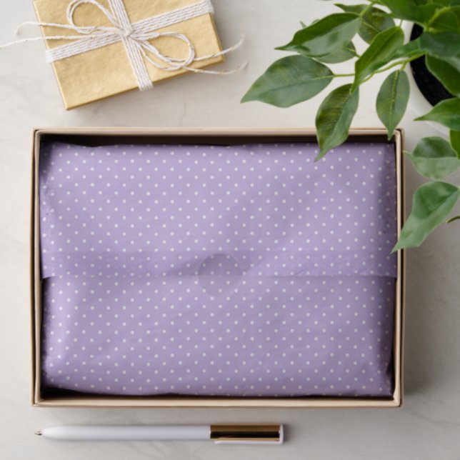 Papel De Seda Micro Polka Dot White - Soft Lavender (Presente)