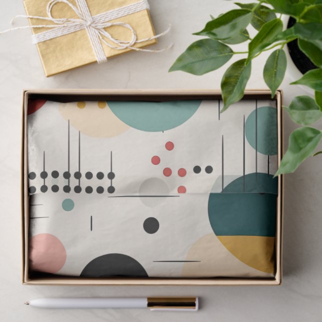 Papel De Seda Mid century colorful geometric pattern (Presente)