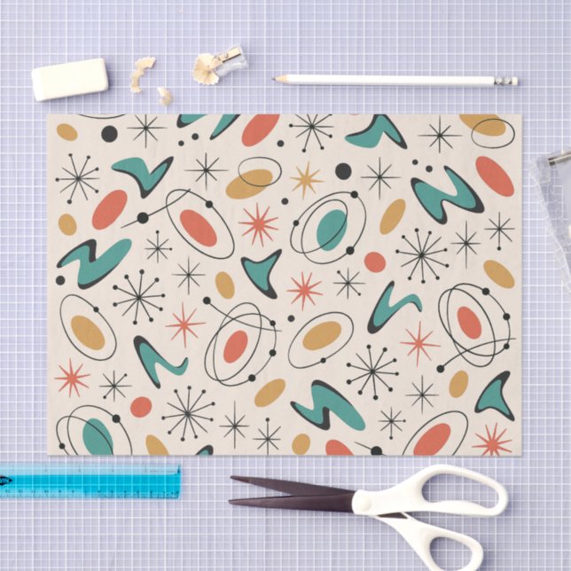 Papel De Seda Mid Century Modern Starburst Pattern (Arte )